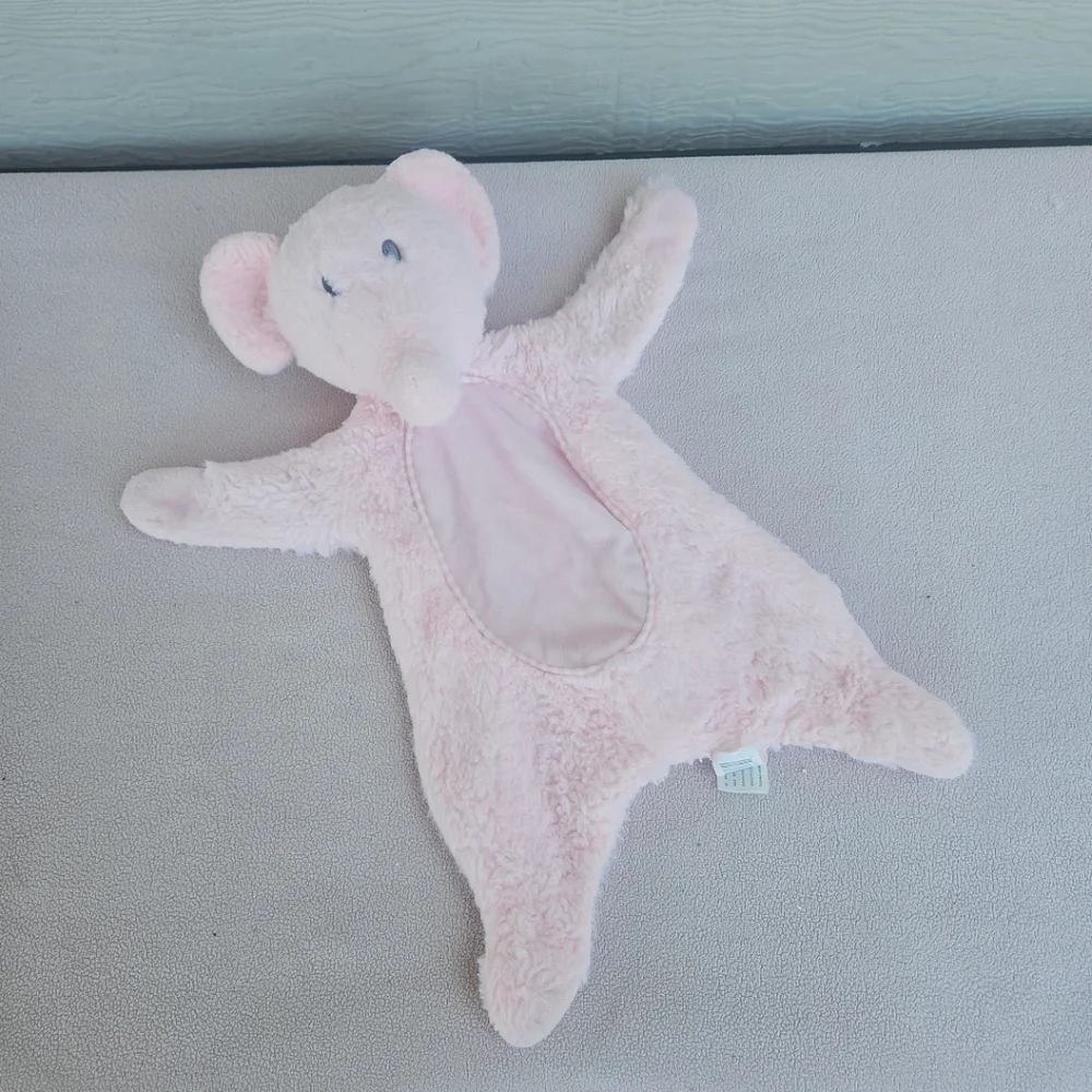 Kellytoy Flatties Pink Elephant Lovey Lovie Security Blanket Baby Rattle Toy